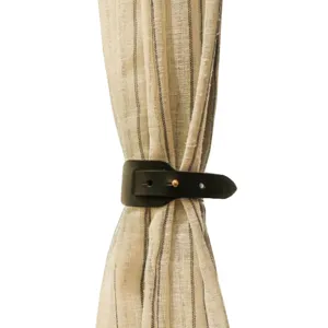 Black PU leather curtain tie back strap for home decor window drapery holdbacks rope