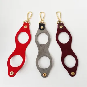 Golf ball holder keychain suede leather hanging bag portable sports accessory organizer