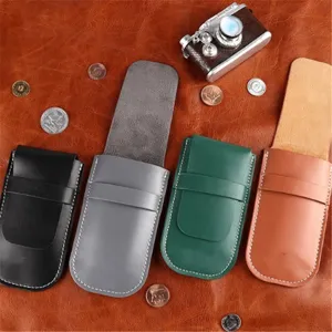 Portable leather single watch pouch travel flip cover watch case detail display bag
