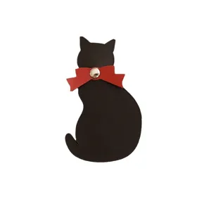 Cute black cat leather bookmark with red bow rivet creative stationery animal reading page marker