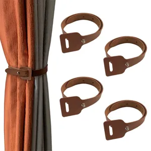 PU Leather Curtain Tiebacks Modern Minimalist Drapery Holdbacks Decorative Window Curtain Straps Buckle Clips Home Decor