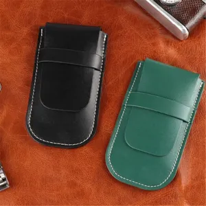 Portable leather watch pouch single travel watch bag flip top protective case organizer.