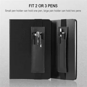 Leather elastic band pen holder for notebook, portable pen pouch to hold 2 or 3 pens securely.