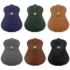 Leather guitar pick holder case portable storage bag musical instrument accessories with colors