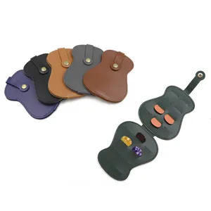 Leather guitar pick case portable gourd shape holder pouch storage bag for music accessories
