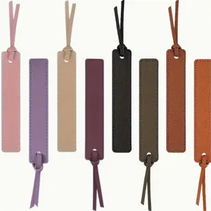 Colorful PU leather bookmarks set with stitching and tassel details for reading lovers.