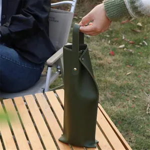 Einzelflasche Leder Weintasche tragbare Wein Geschenktüte dunkelgrüne elegante Aufbewahrung