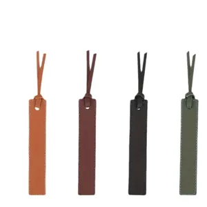 PU leather bookmarks long stitching tassel bookmark set 4 colors for reading page markers