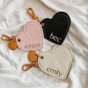 Portachiavi a Cuore in Pelle PU Motivo Litchi Anello in Metallo Simpatico Portachiavi per Auto Ciondolo per Borsa da Donna Regalo Accessori Moda