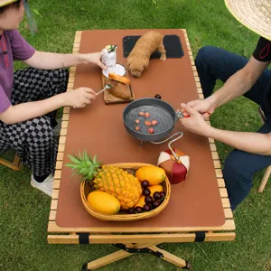 Tapis de table en cuir enroulable pour camping en plein air, natte de pique-nique imperméable.