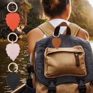 Leather Leaf Shaped Magnetic Hat Clip For Travel Outdoor Straw Hat Holder Bag Hanging Buckle Portable Hat Keeper