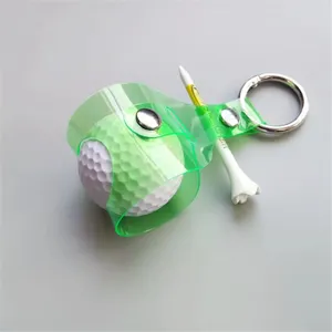Transparenter PVC Golfballhalter Schlüsselanhänger mit Tee, jellygrüne Golftasche für Sport.