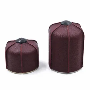 Funda protectora de cuero para bombona de gas de camping, cubierta para depósito plano de combustible.