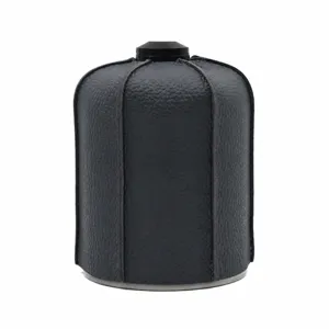 Outdoor flat gas tank leather cover camping fuel canister protective sleeve dark grey case