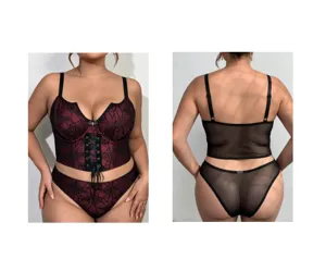 Plus Size Gothic Spinnennetz Spitzen Korsett Lingerie Set Sexy Halloween Unterwäsche