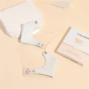 Transparant PVC make-up handpalet met lederen drukknoopband voor cosmetica detail
