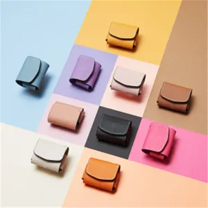 PU wireless earphone leather case portable mini storage pouch multi-color minimalist style