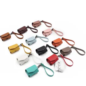 Étui de protection pour écouteurs sans fil en cuir PU détail avec dragonne pratique coloré