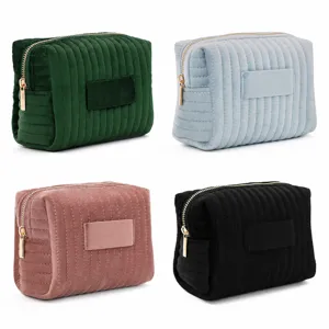 Velvet Cosmetic Bag Portable Toiletries Pouch Makeup Organizer Multi-Color Storage Bag