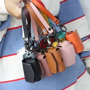 Étui de protection en cuir PU pour écouteurs sans fil avec lanière dragonne portable