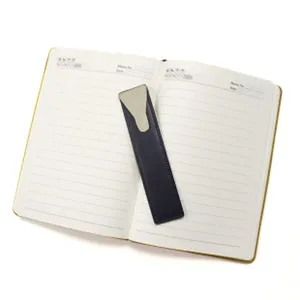 PU leather pen holder bookmark portable stationery office school notebook accessory dark blue