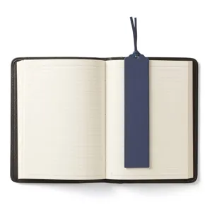 PU leather bookmark and lined notebook detail view, elegant stationery for office and reading.
