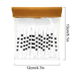 Borsa portatile per tee da golf con custodia in PVC trasparente e parte superiore in pelle, rigati.
