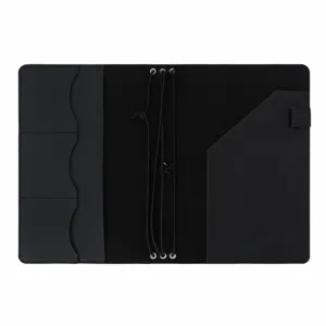 Black vintage traveler notebook leather cover portable business planner organizer case