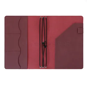 Vintage leather journal cover planner organizer notebook case with multiple card slots.