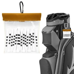 Borsa per Palline da Golf in PVC Trasparente Con Chiusura a Molla in Pelle Superiore Borsa Portaoggetti Portatile per Accessori da Golf Sportivi All'aperto