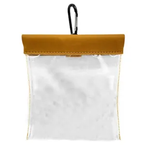 Borsa trasparente in PVC per tee da golf con chiusura in pelle e pratico moschettone resistente