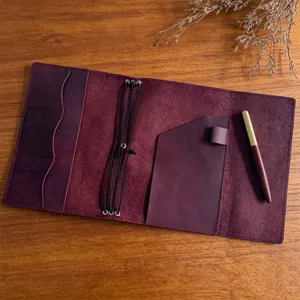 Retro PU Leather A5 Notebook Cover Business Meeting Planner Journal Portable Diary Folder Organizer Office Stationery