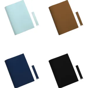 PU leather notebook protective cover simple diary book sleeve with matching bookmark set