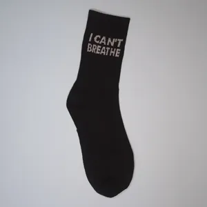 Men women black cotton mid-tube socks with English slogan letter knit design casual wear