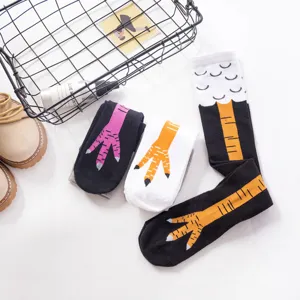 Funny chicken claw print long socks novelty cute cartoon knee high socks for daily wear