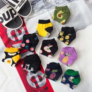 Cute cartoon pattern cotton short socks for men and women, comfortable casual breathable ankle socks.