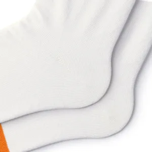 White casual sports socks with orange stripe cotton comfortable daily wear fashion novelty footwear