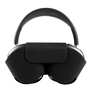 Black silicone protective case for AirPods Max over-ear headphones, durable storage bag.