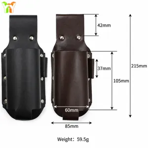 Detail view of portable leather beer holster and bottle holder with precise dimensions.