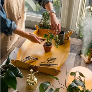 Tappetino da giardinaggio in pelle PU impermeabile per rinvaso piante e succulente.