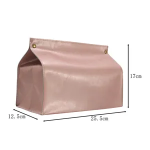 Noordse stijl lederen doosje voor tissue met metalen knopen, decoratieve papierenhouder.