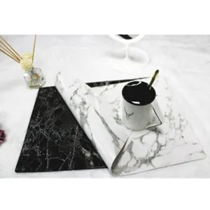 Marble pattern leather placemat heat insulated waterproof table mat for home dining table decor
