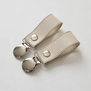 Baby stroller blanket clip anti-slip stainless steel metal duckbill clip ivory.