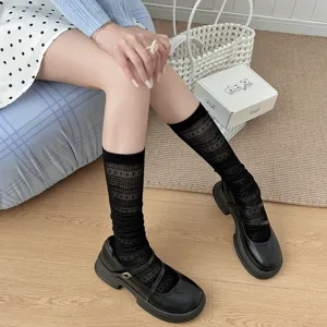 Bailerina-Stil Damen Netz Wadenstrümpfe Sommer dünn atmungsaktiv schwarze Socken für Schuhe.