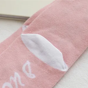 Pink knit socks detail women autumn winter cute casual hosiery soft warm daily wear socks