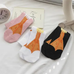 Cute funny duck feet crew socks for autumn and winter, creative casual socks for women.