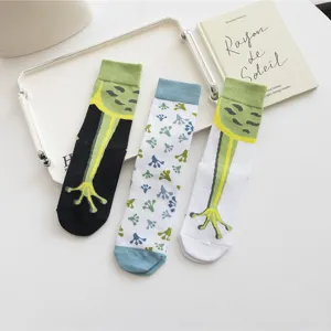 Unisex Süßes Froschmuster Wadenlange Socken Lustiger Tiersdruck Polyester-Baumwolle Lässige Tägliche Socken Für Damen Herren