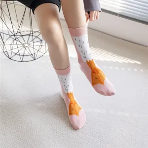 Funny novel duck feet crew socks, cute animal cotton socks for daily wear, warm winter hosiery.