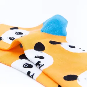 Colorful panda pattern mid-tube cotton socks for women and men, comfortable winter casual wear.