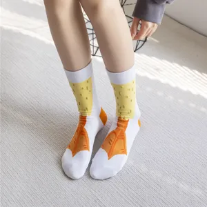 Cute novelty duck feet crew socks funny cartoon animal socks for women and men daily wear